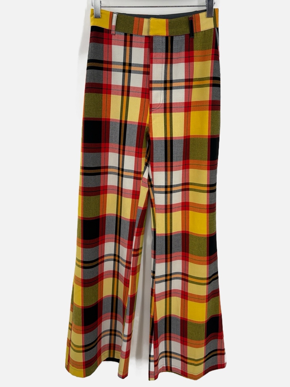 Free People Jules Plaid Flare Leg Pants Blackbird Combo Size 4 - Picture 2 of 7